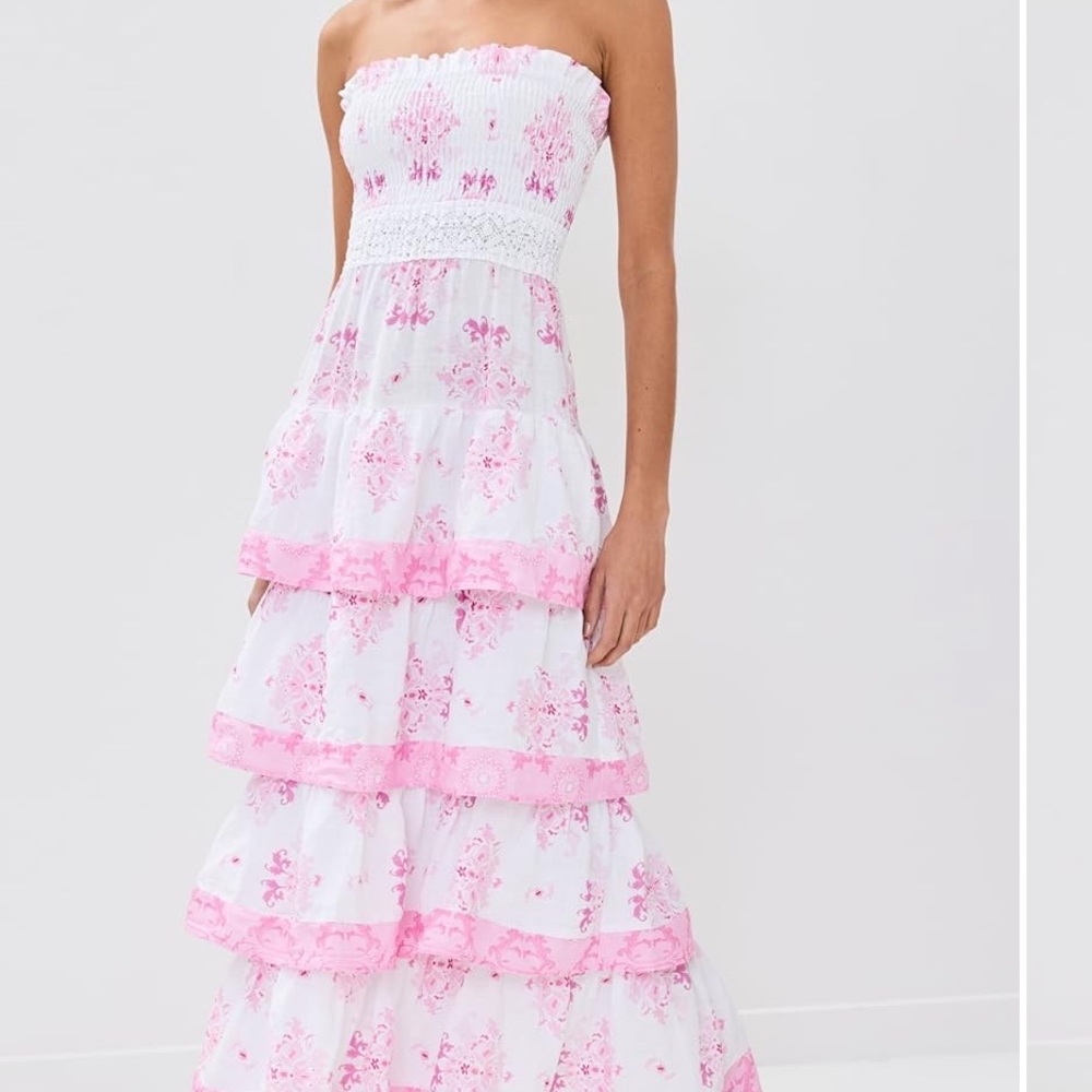 Temptation Positano Genna Dress in Pink and White